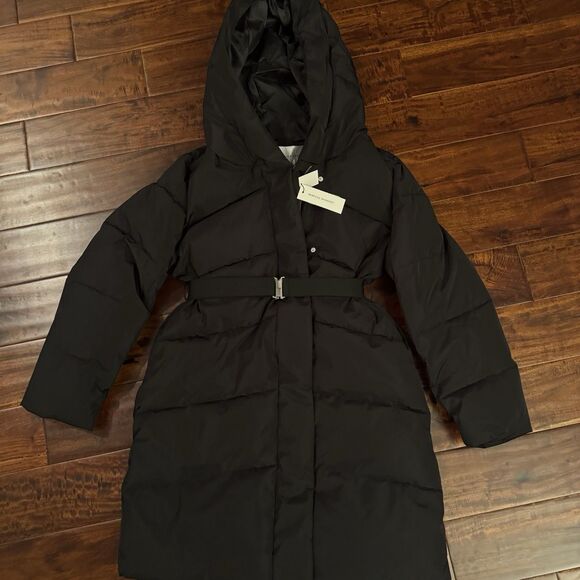 Rebecca Minkoff Belted Quilted Longline Hooded Puffer Coat - Picture 3 of 12